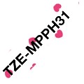 Brother Original DirectLabel schwarz auf pink hearts Laminat TZEMPPH31